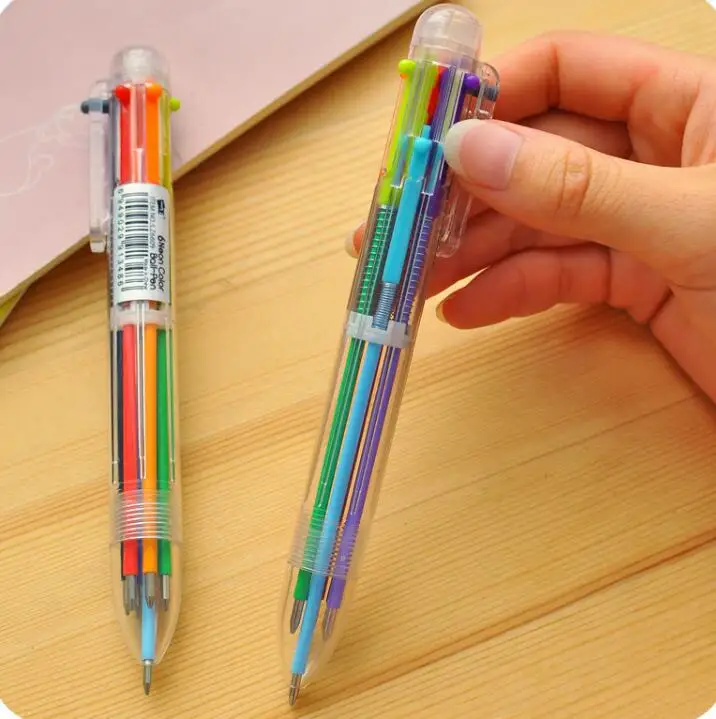 1 шт. новинка многоцветная шариковая ручка многофункциональная 6 в 1 цветная шариковая ручка канцелярские принадлежности Школьные принадлежности