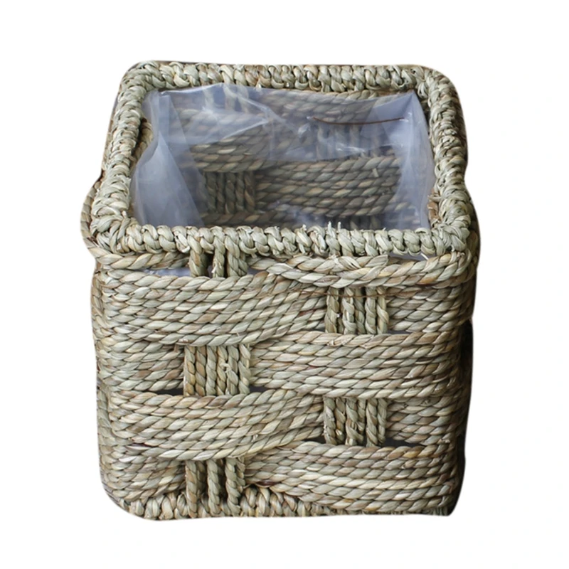 

Flower Planter Garden Pot Home Office Flowers Box Decor Vase Straw Artificial Silk Wedding Flower Storage Basket