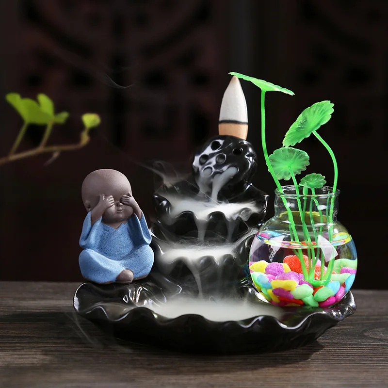 Censer Creative Home Decor Small Buddha Incense Holder Backflow Burner + 20Pc Cones | Дом и сад