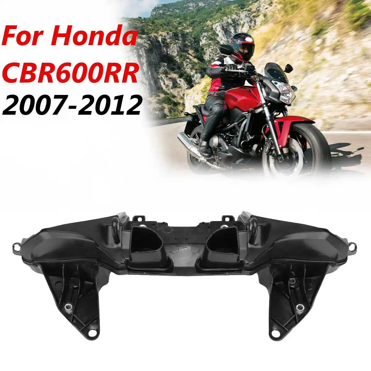 

Front Headlight Bracket Durable Plastic Pre-drilled Upper Stay Fairing Black Easy Installation For Honda CBR600RR 2007-2012