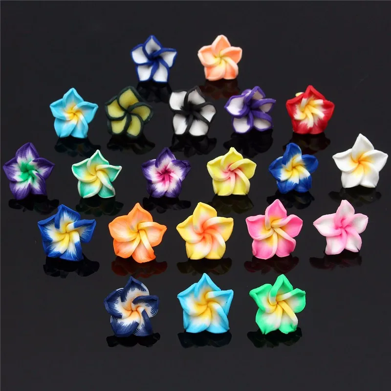 

50Pcs 15mm Random Mix Handmade Soft Polymer Clay Rose Flower, for DIY necklace bracelet hair ornament Jewelry Making