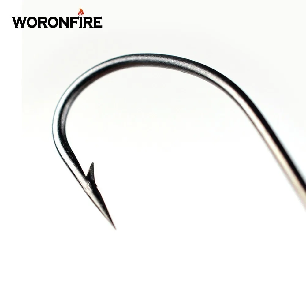 Elllv 20pcs High Carbon Steel Narrow Crank Worm Hook Soft Bait Hook for  Carolina Rig Bass