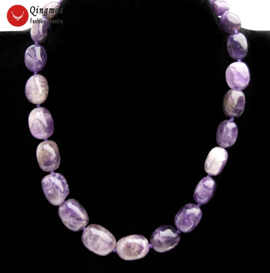 Qingmos Trendy Natural Amethysts Necklace for Women with 8-15mm Baroque Purple Amethysts Chokers Necklace Jewelry 17