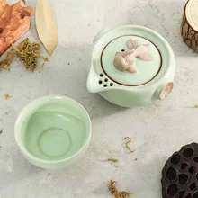 Китайский дорожный чайный набор кунг-фу Ru печь керамическая портативная чайная чашка из фарфора Tureen чайные чашки чайник для чайной церемонии с сумкой для переноски