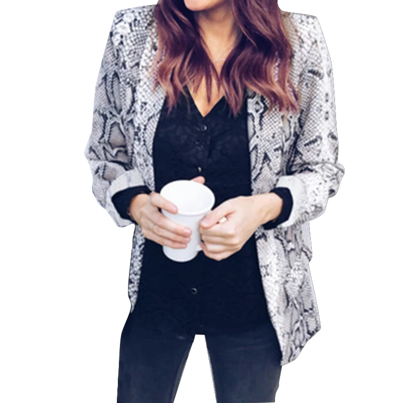 2019 England Style Women Printed Snake Blazer JacketS Work Office Lady Suit Blazers Feminio Long Sleeve Coat Womens Outerwear 2019 England Style Women Printed Snake Blazer JacketS Work Office Lady Suit Blazers Feminio Long Sleeve Coat Womens Outerwear