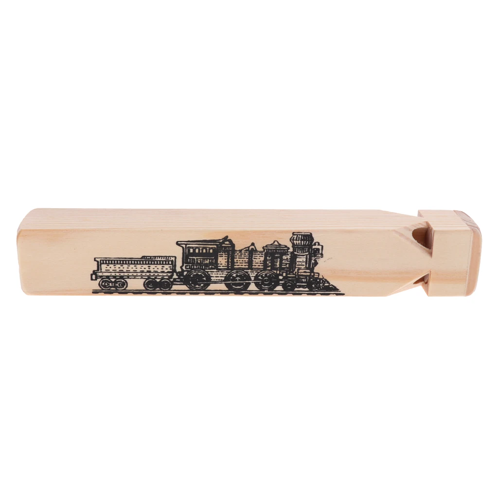 Wooden Whistle Train Pattern Whistle Flute Musical Instrument Practice Toy