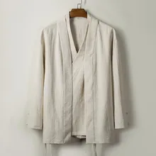 Длинный фонд пальто фальшивые две бумаги двухсторонняя одежда наружная китайские стильные шаровары пальто кунг-фу Спортивная ветровка чайный сервис мужской