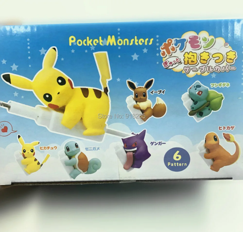 30 шт Pikchu Evee белки Бульбазавр чармандер Gengar 6 см Фигурки кабель протектор для Android