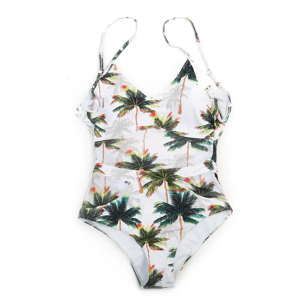 coconut palm and flamingo print bikini