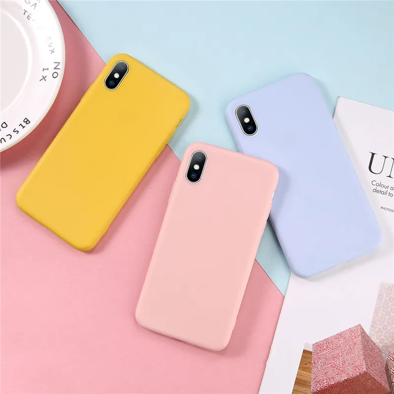 

Ottwn Soft Candy Color Phone Cover For iPhone 6 7 8 Plus X XR XS Max Solid Color Cases For iPhone 6 6S Plus Silicone Back Cover