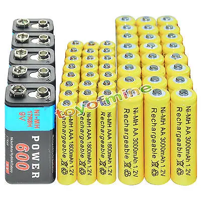 9V 600mAh+ AA 3000mAh+ AAA 1800mAh 1,2 V Ni-MH аккумулятор желтый