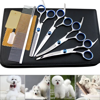 

6" Pet Hair Grooming Kit Cutting Scissors Comb Tool Curved Shears Stainless Steel Pet Beauty Tools