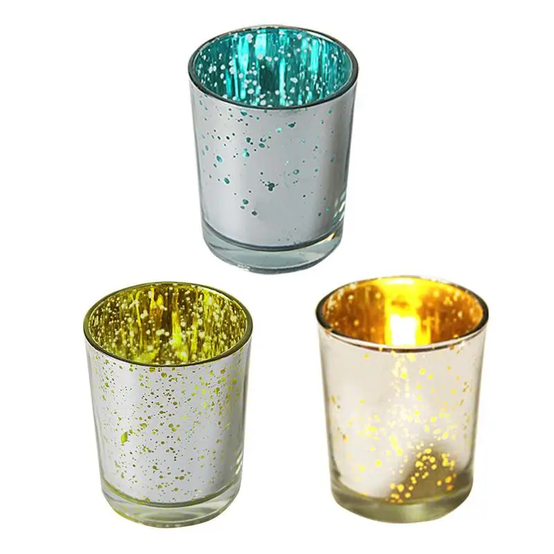 1PC 5.5*6.8CM Electroplated Silver Glass Candle Holder Christmas Decor Candlecup Home Parties Wedding Restaurant Bar Props | Дом и сад