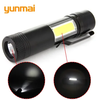 

YUNMAI 2017 New 2000 Lumen Mini Flashlight Q5 LED+COB LED Torch Lamp Clip Penlight 4 Modes For AA/145 00 Battery