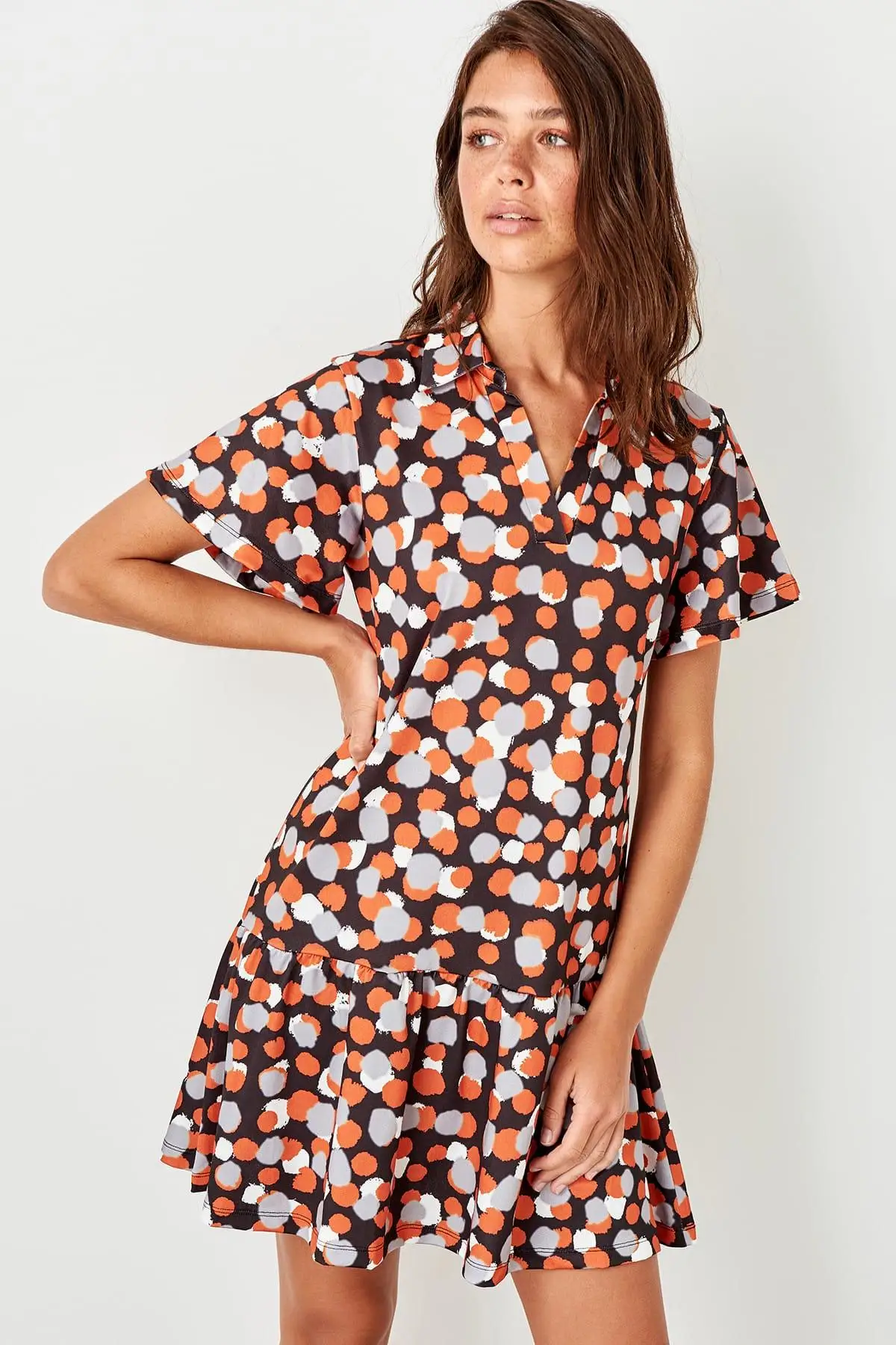 

Trendyol Orange Pattern Knitted Dress TWOSS19VG0158
