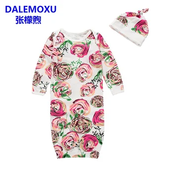

Baby Sleeping Bag 2pc Flower Print Sleep Sack+ Hat Newborn Toddler Baby Soft Cotton Swaddle Blanket Muslin Wrap Lucky Child
