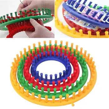 

Set of 4 Round Knitting Knitter Looms Plastic Handwork Circular Crochet Kit Craft Kit Tool Weaving Tool Scarf Sock Sweater Maker