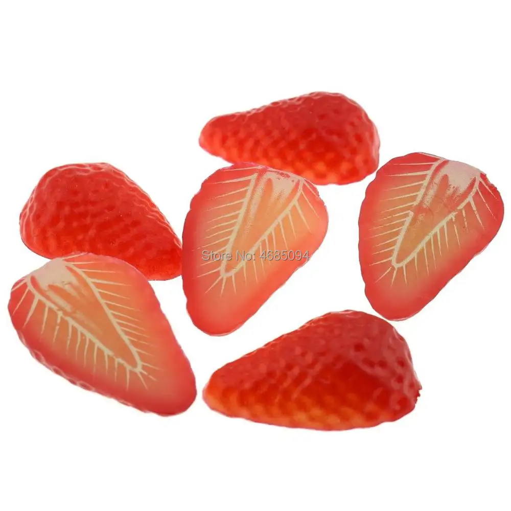 Gresorth 6pcs Lifelike Artificial Strawberry Slice Fake Fruit Model Party Festival Decoration
