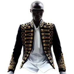 Золото куртка-пальто с вышивкой Для мужчин Стильный Блейзер черный певец из ночного клуба хост костюм Европейский Стиль C Studio этап носит