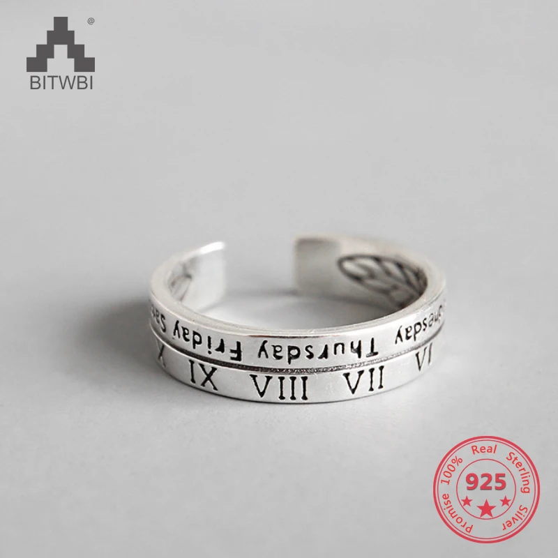 

Korea Hot Style 925 Sterling Silver Simple Retro Vintage Personality Roman Numerals Open Ring Jewelry for Women