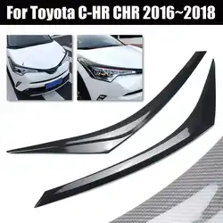 Углеродного волокна Стиль спереди обтекатель фар для Toyota C-HR CHR 2016 ~ 2018 ABS черный Автомобильная фара крышка