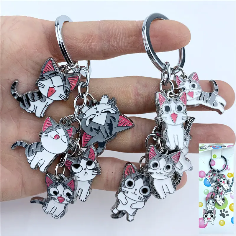 

Cartoon Chi's Sweet Home Action Figure Keychain Keyring 5 in 1 set Metal Pendants Cute Cats Key Ring Cosplay Accessories Gift