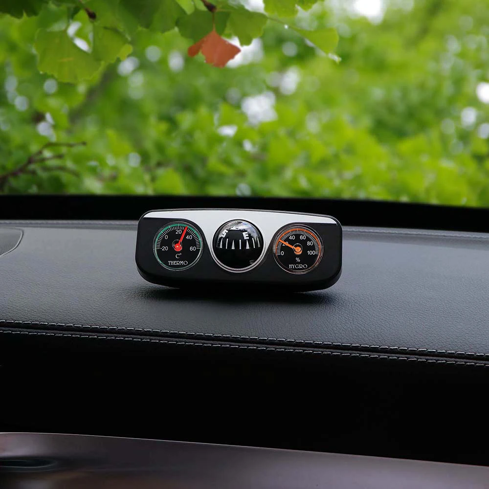 

Onever 3 in1 Car Interior Guide Ball Car Boat Vehicles Auto Compass Temperature Humidity for Office Travel Field Trip