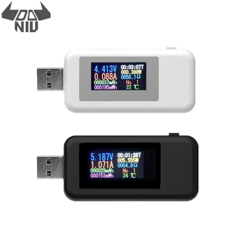 

DANIU Digital 10 in 1 Colorful LCD Display USB Charger Tester Voltage Current Tester Power Meter Timing Ammeter Digital Monitor