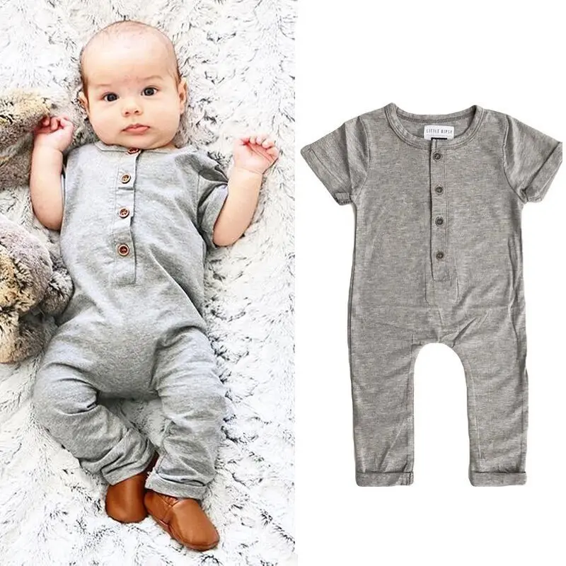 

Newborn Toddler Baby Boy Girl Romper Jumpsuit Solid Romper Clothes Outfits 0-24M