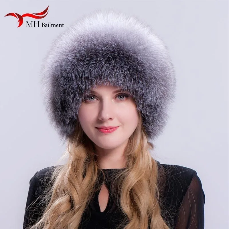 Женская зимняя шапка ушанка 100% года из лисьего меха женская модная с длинными