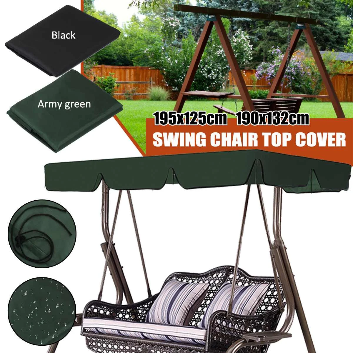 Cubierta superior impermeable de la silla del asiento del columpio del patio del jardín de reemplazo de la cubierta de la tienda del columpio al aire libre de la vela Cubierta superior impermeable de la silla del asiento del columpio del patio del jardín de reemplazo de la cubierta de la tienda del columpio al aire libre de la vela