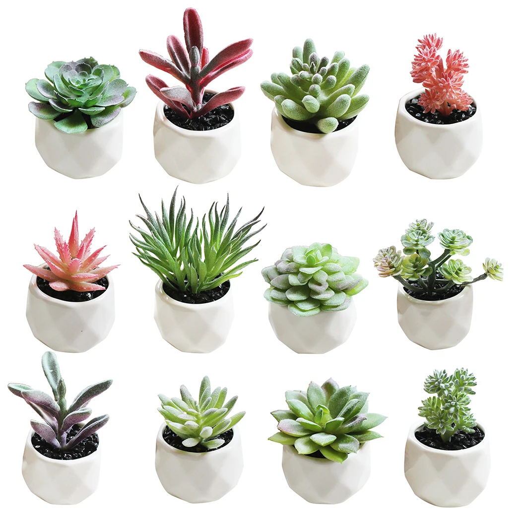 Ceny 3 sztuk sztuczne sukulenty Mini dekoracyjne doniczkowe fałszywe sukulenty sztucznych roślin symulacji roślin kreatywne ozdoby