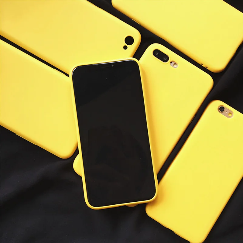 Lovebay Lemon Yellow Color Fashion Phone Cases For Iphone XS Max XR X 5 5S SE 6 6S 7 8 Plus Soft Back Cover For iphone 7 Case