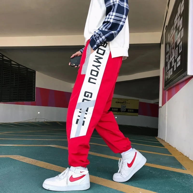 Men's Trousers 19 Summer New Port Wind Pants Pants Men's Sports Reflective Pants Super Fire Letters Youth Casual Men's Clothing