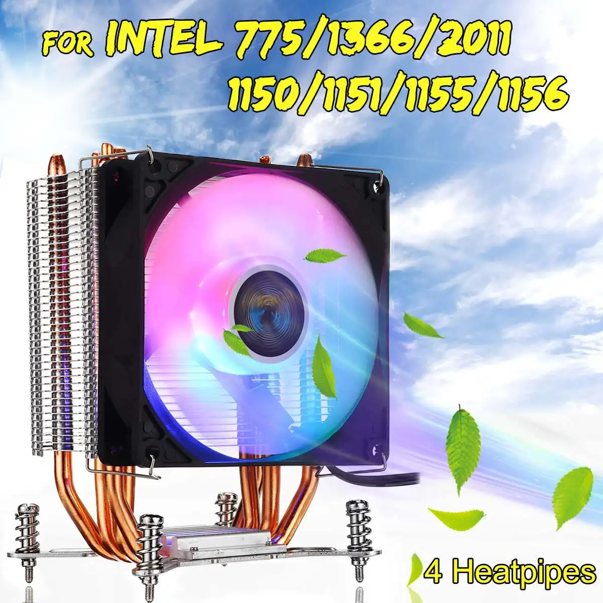 

90mm Fan Cooling with RGB for AURORA 4 Heatpipe CPU Cooler Heatsink Radiator for Intel LGA 775/1150/1151/1155/1156/1366
