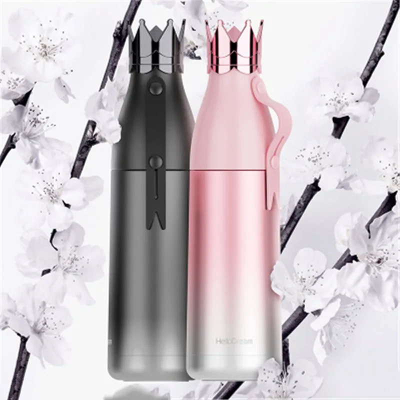 

Balleenshiny New Type Crown Insulation Cup 304 Stainless Steel Vacuum Flasks Insulation Pot Creative Personality Handle Cup
