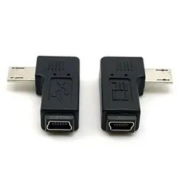 2 шт. 9 мм Длинный разъем 90 градусов левый и правый угловой Micro-USB 5Pin штекер Mini USB Женский удлинитель адаптер