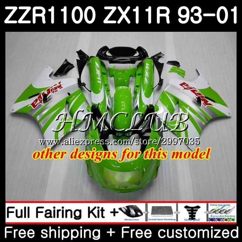 ZZR 1100 для KAWASAKI NINJA ZX 11R 1998 1999 2000 2001 51HC. 15 ZX11 R ZZR1100 зеленый черный ZX11R 93 97 98 99 00 01