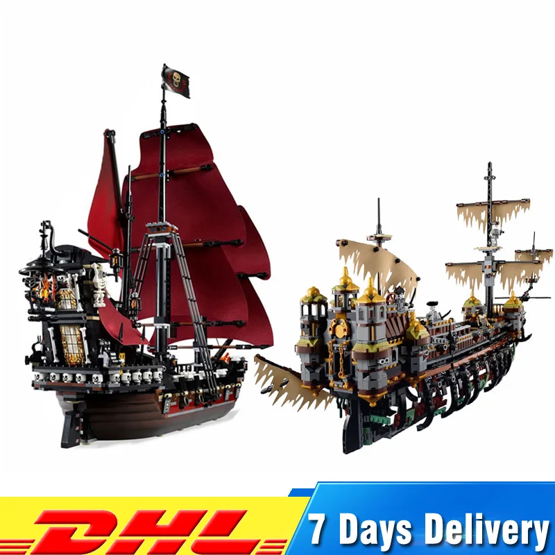 

Compatible LegoINGlys 71042 Pirate of The CaribbeanThe Slient Mary Set+4195 Queen Anne's Reveage Ship Model Blocks Toys Gifts