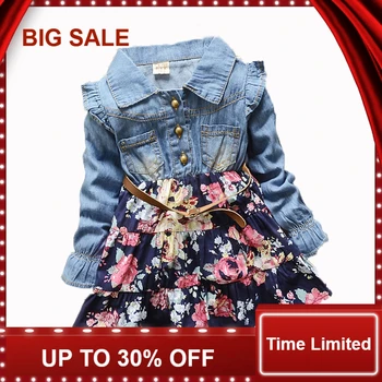 

Girls princess dress The cowboy floral dress The fashion leisure Pure cotton beautiful girl's dress baby girl clothes