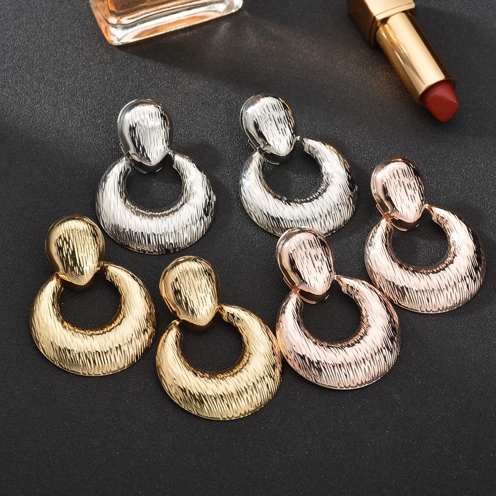 

MESTILO 2019 New Arrival Big Statement Earrings For Women Gold Silver Rose Gold Color Geometric Round Drop Earrings Jewelry