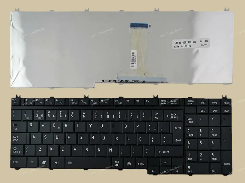 Новая клавиатура с португальской раскладкой для ноутбука TOSHIBA Satellite L500 L500D L505 L505D