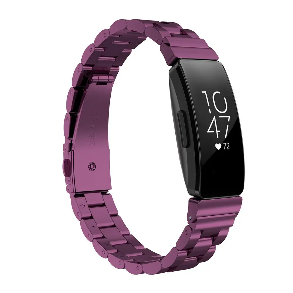 

Hot Stainless Steel Replacement Strap Watch Band For Fitbit Inspire Inspire HR Universal Three-bead Steel Wrist Band