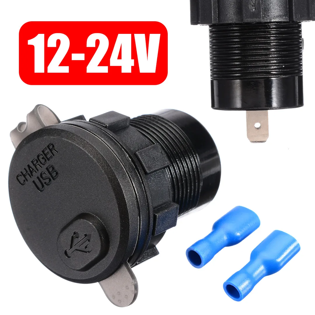 

12-24V Quick Charge QC 3.0 USB Ports Car Charger Socket with On/Off Switch LED Red/Green/Blue Light Digital Voltage + Terminals