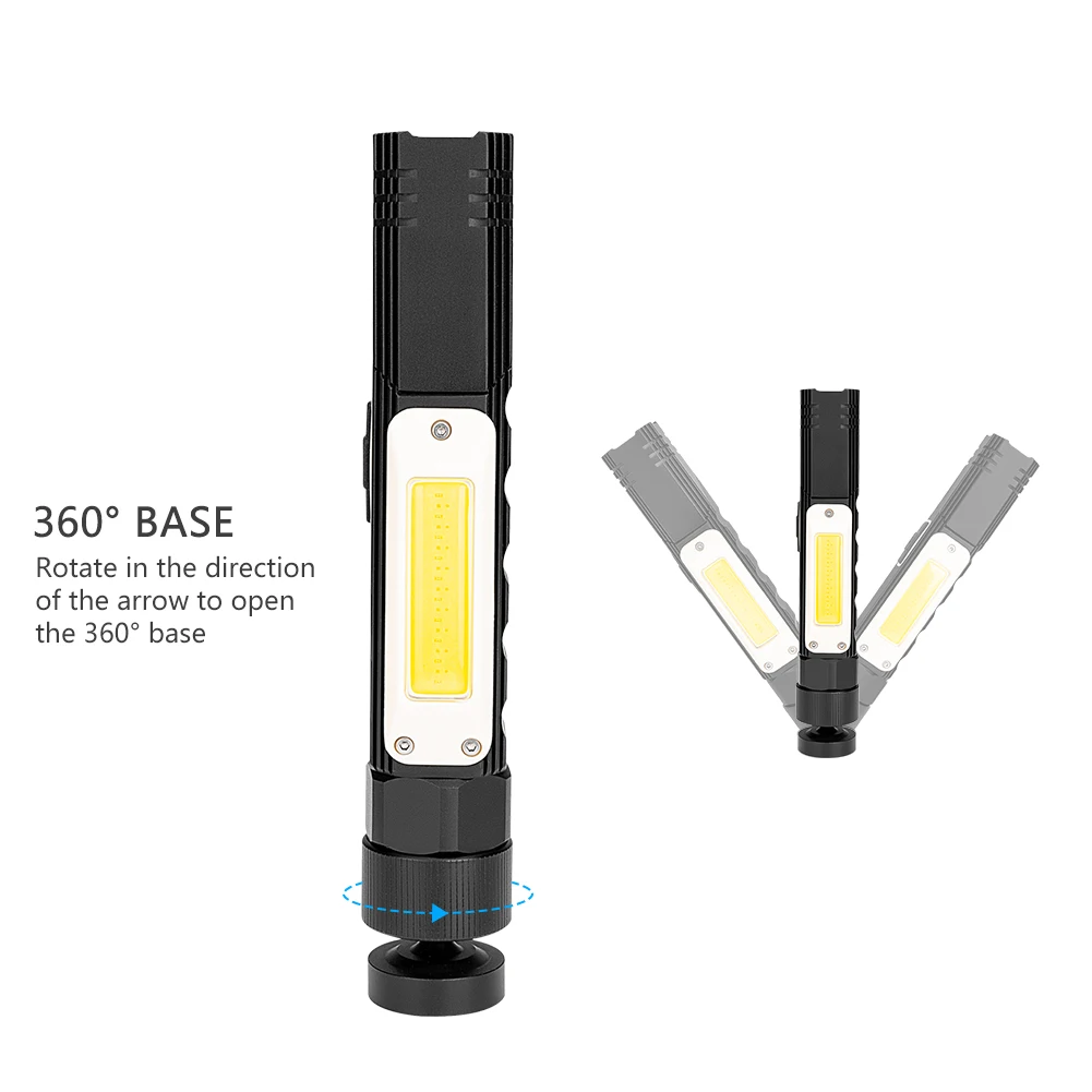 USB Перезаряжаемый Магнитный COB+ XPG светодиодный рабочий свет лампы вращающийся фонарик лампа карманный фонарь с батареей водостойкий открытый