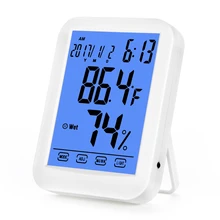 Модный электронный цифровой термометр, гигрометр, часы, ЖК-экран, измеритель температуры и влажности, для помещений, метеостанция, Bac