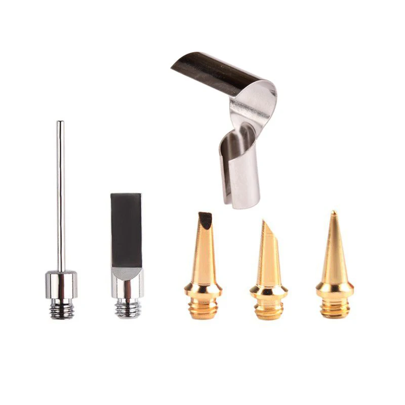 

New 6Pcs Replacement Copper Tips Nozzle Kit For Hs-1115K / Mt-100 Aerated Flame Butane Gas Soldering Iron Cordless Welding Tool