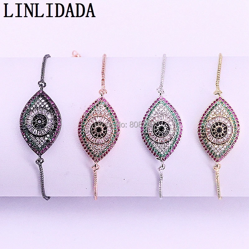 10 шт. Мода глаз Форма микро проложить Кристалл циркония инструменты для наращивания волос браслет Шарм ювелирные изделия