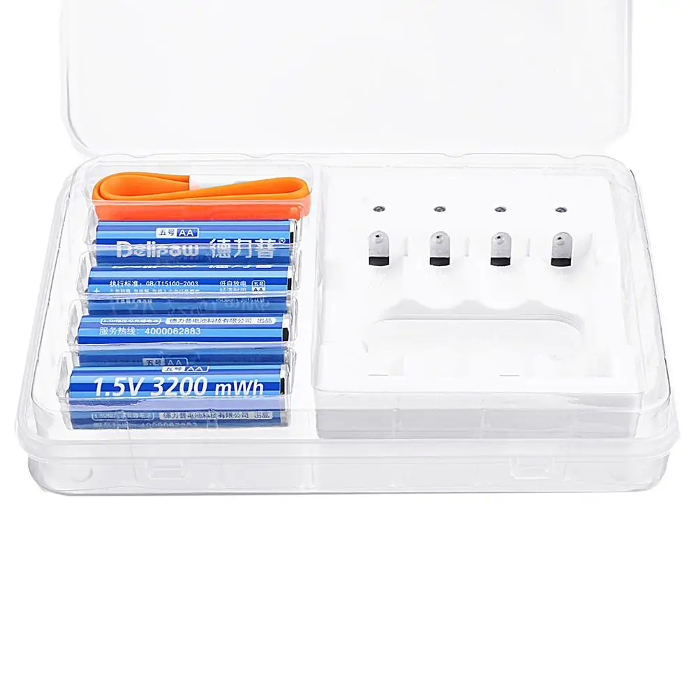 

LEORY Delipow 4 Slots DC4.3V 1.5A Battery Charger USB Charger with 4Pcs Rechargeable 1.5V AA Lipo Battery Charger Kit