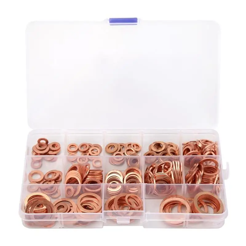 

280pcs Solid Copper Washer Flat Ring Gasket Sump Plug Oil Seal Fittings Washers Fastener Hardware Accessories